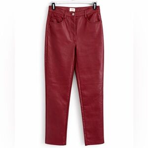 Wilfred Burgundy Faux Leather Pants – Size 2 | Supple Vegan Leather Straight Leg